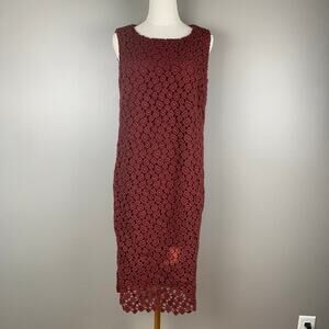 Max‎ Mara Burgundy Crochet Midi Dress Made in Italy Quiet Luxury Old Money